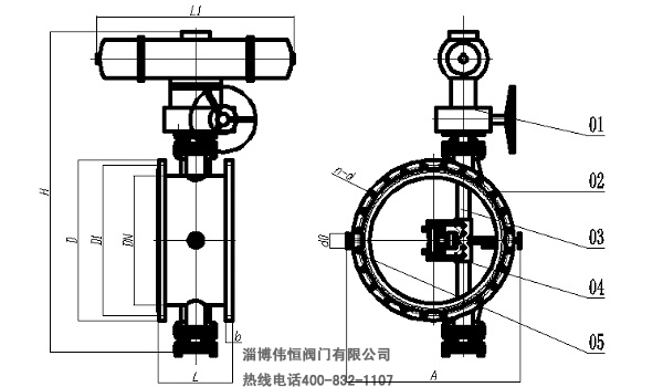 四连杆保温蝶阀外形尺寸